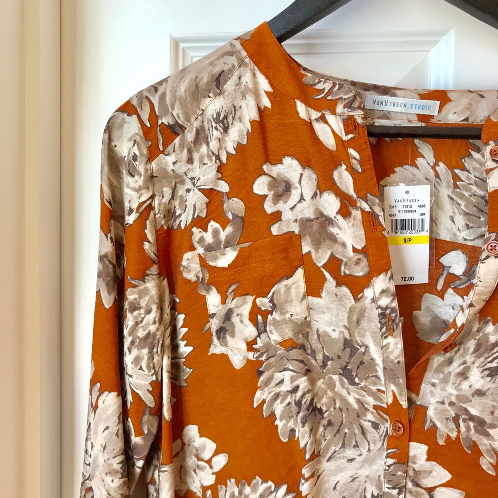 NWT Van Heusen Mandarin Neck Button Down Tunic